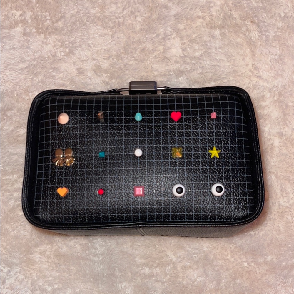 NWT Min & Mon Black Bag with Colorful Embellishments + long strap